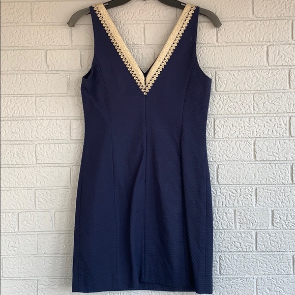 Lilly Pulitzer navy blue & gold dress - Picture 2 of 3